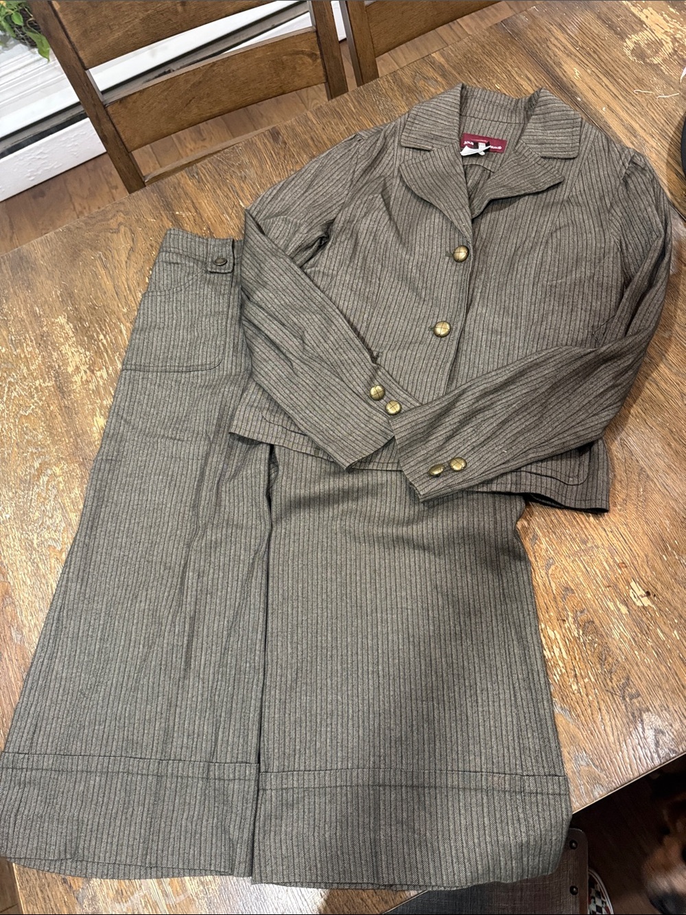 Tailored Pinstripe Pantsuit in Gray